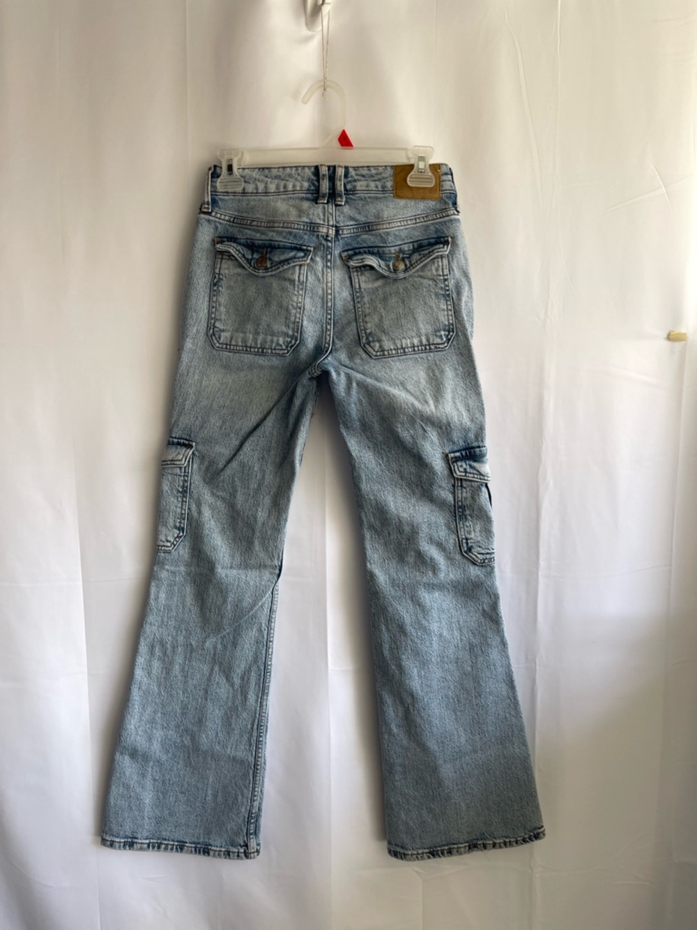 Aeropostale Light Blue High-Rise Cargo Flare Jeans - Women's - Picture 3 of 12